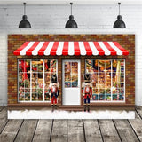 Nussknacker Spielzeugladen Straßenansicht Märchenhafte Backsteinmauer Weihnachtskulisse M12-04