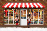 Nussknacker Spielzeugladen Straßenansicht Märchenhafte Backsteinmauer Weihnachtskulisse M12-04