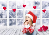 Winter Schneeflocken Französisch Fenster Hängen Herzen Romantische Kulisse M12-07