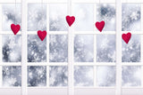 Winter Schneeflocken Französisch Fenster Hängen Herzen Romantische Kulisse M12-07