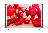 Valentinstag rotes Herz Ballon Strip Lights Weiß Backsteinmauer Zimmer Hintergrund M12-12