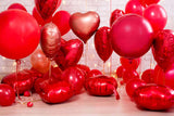 Valentinstag rotes Herz Ballon Strip Lights Weiß Backsteinmauer Zimmer Hintergrund M12-12