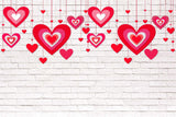 Valentinstag Rotes Herz Dekoration weiße Backsteinmauer Hintergrund M12-13