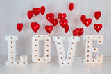 Valentinstag Liebesbriefe LED-Licht Rotes Herz Ballons Hintergrund M12-15