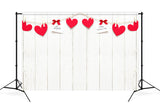 Valentinstag Weiße Schieferwand Rotes Herz Post-It Notes Schleife Hintergrund M12-16
