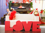 Valentine Red Heart Romantic Piano Dekorationen mit Blumen Hintergrund M12-18