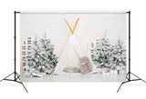 Weihnachten niedrig gesättigt Startent Bär Schnee Weihnachtsbaum Geschenk Hintergrund M12-29