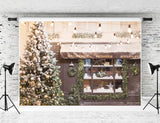 Weihnachten Kaffee Straßenszene Elegant Gold Dekoration Weihnachtsbaum Hintergrund M12-31