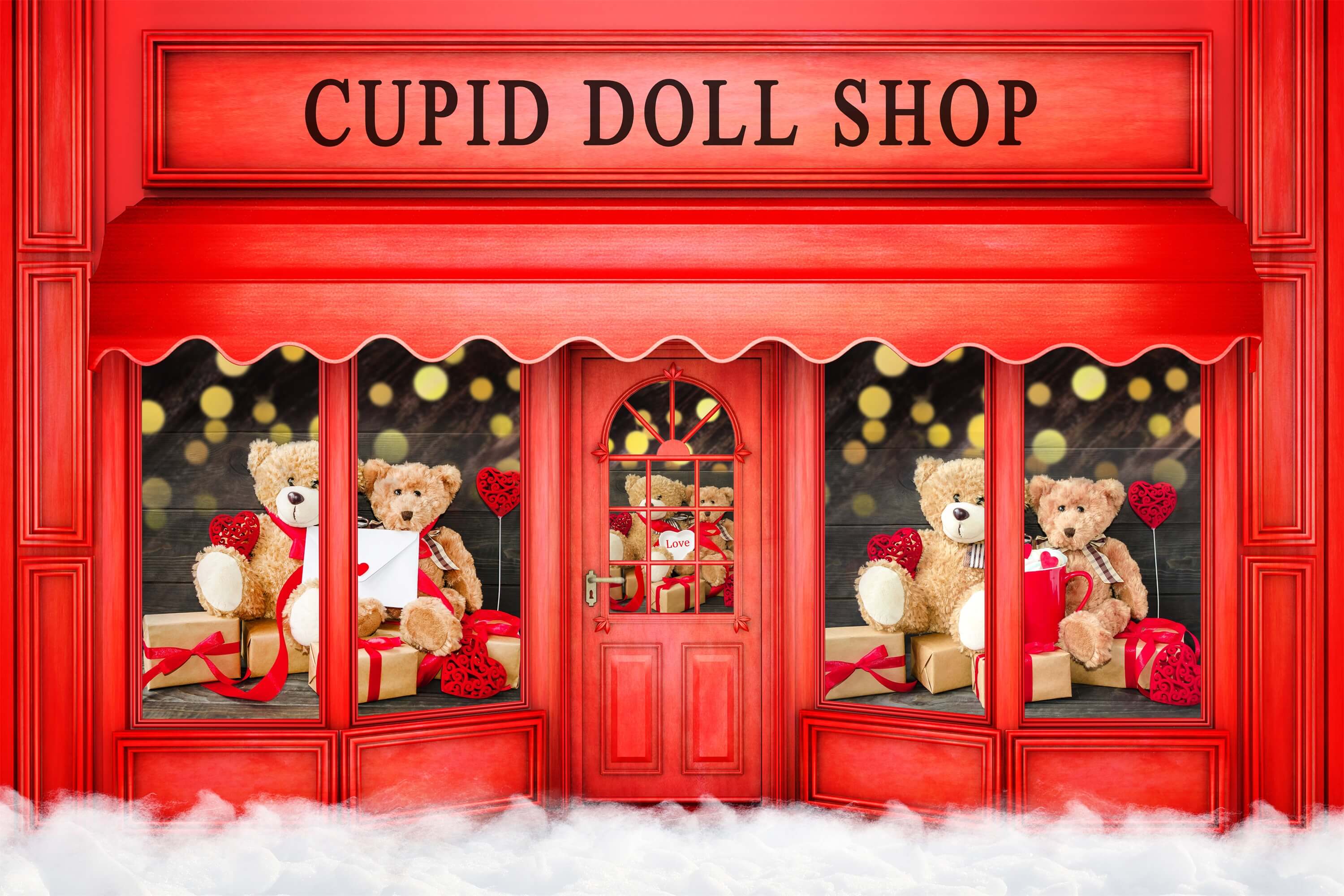 Amor Puppenladen Rose Teddybär Rot Shop Valentinstag Hintergrund M12-42