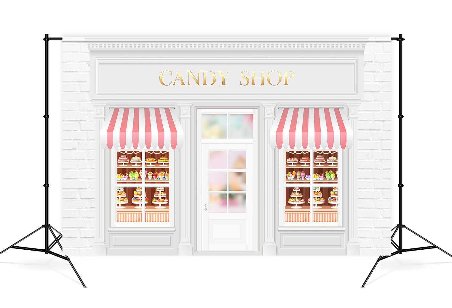 Valentinstag Sweet Cupid Candy Cake Shop Weiße Backsteinmauer Backdrop M12-45