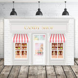 Valentinstag Sweet Cupid Candy Cake Shop Weiße Backsteinmauer Backdrop M12-45