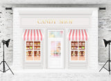 Valentinstag Sweet Cupid Candy Cake Shop Weiße Backsteinmauer Backdrop M12-45