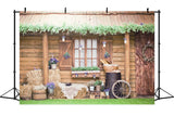 Rustikale Hütte Rebe dekorative Traufe lila Lavendel Akzent Veranda Hintergrund M2-16
