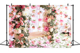 Frühling Romantik Rosa Rosaceae Flower Vine Tangled Swing Hintergrund M2-24