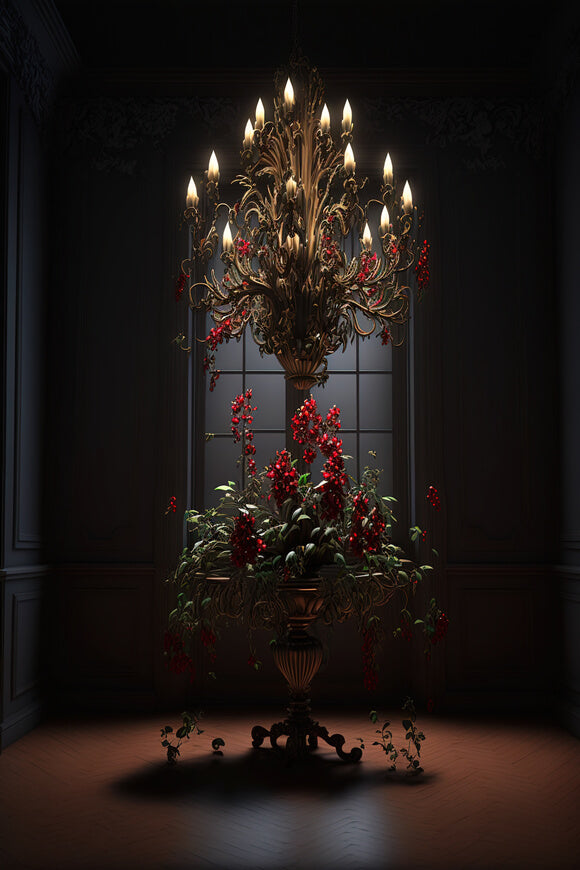 Blumen Kerzenhalter Hintergrund gotischer Raum Hintergrund M5-05