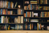 Vintage Holz Bücherregal Bibliothek Hintergrund M5-106