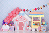 Rosa Candy House Kinderfotografie Hintergrund M5-141