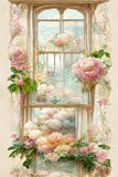 Floraler Fenster Ölgemälde Kunsthintergrund M5-149