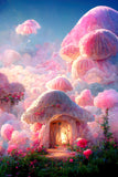 Fantasy Pink Mushroom House Castle Hintergrund M5-151