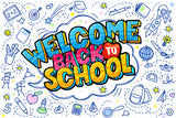 Bunte Zeichnung Willkommen zurück in der Schule Hintergrund M5-84