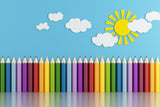 Bunter Bleistift Sonnenwolken Cartoon Hintergrund M5-91