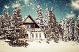 Verschneiter Winterschnee Friedenshütten Weihnachtshintergrund M6-04