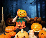 Gruselige Waldnacht Kürbis Halloween Hintergrund M6-122