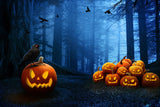 Gruselige Waldnacht Kürbis Halloween Hintergrund M6-122