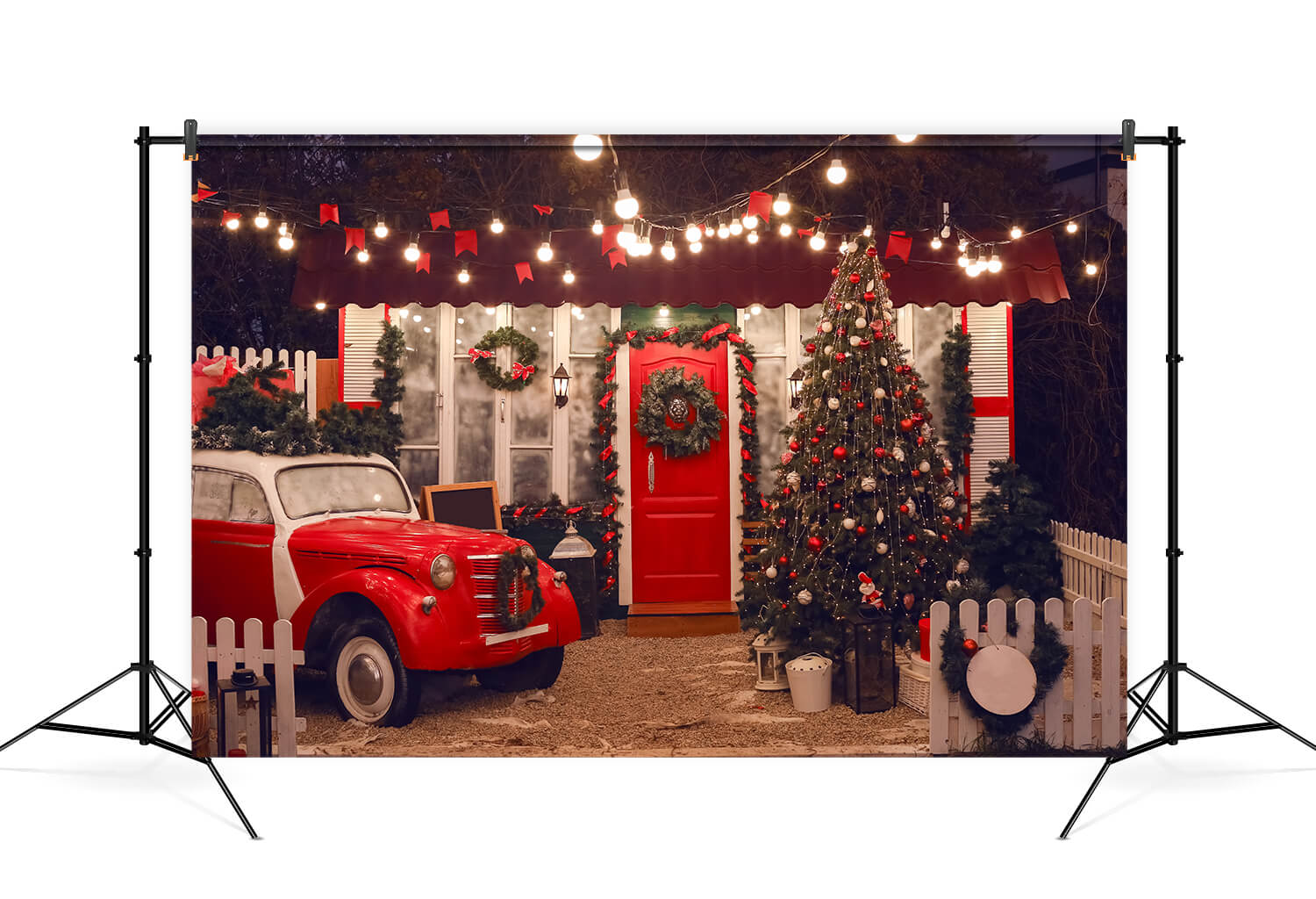 Weihnachtsbaum Rotes Auto Fotografie Hintergrund M6-142