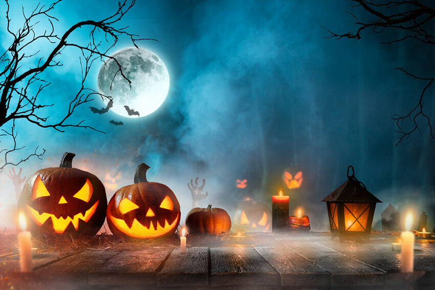 Gruselige Nacht Vollmond Halloween Hintergrund M6-33