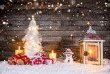 Verschneiter Holz Schneemann Weihnachts Hintergrund M6-82
