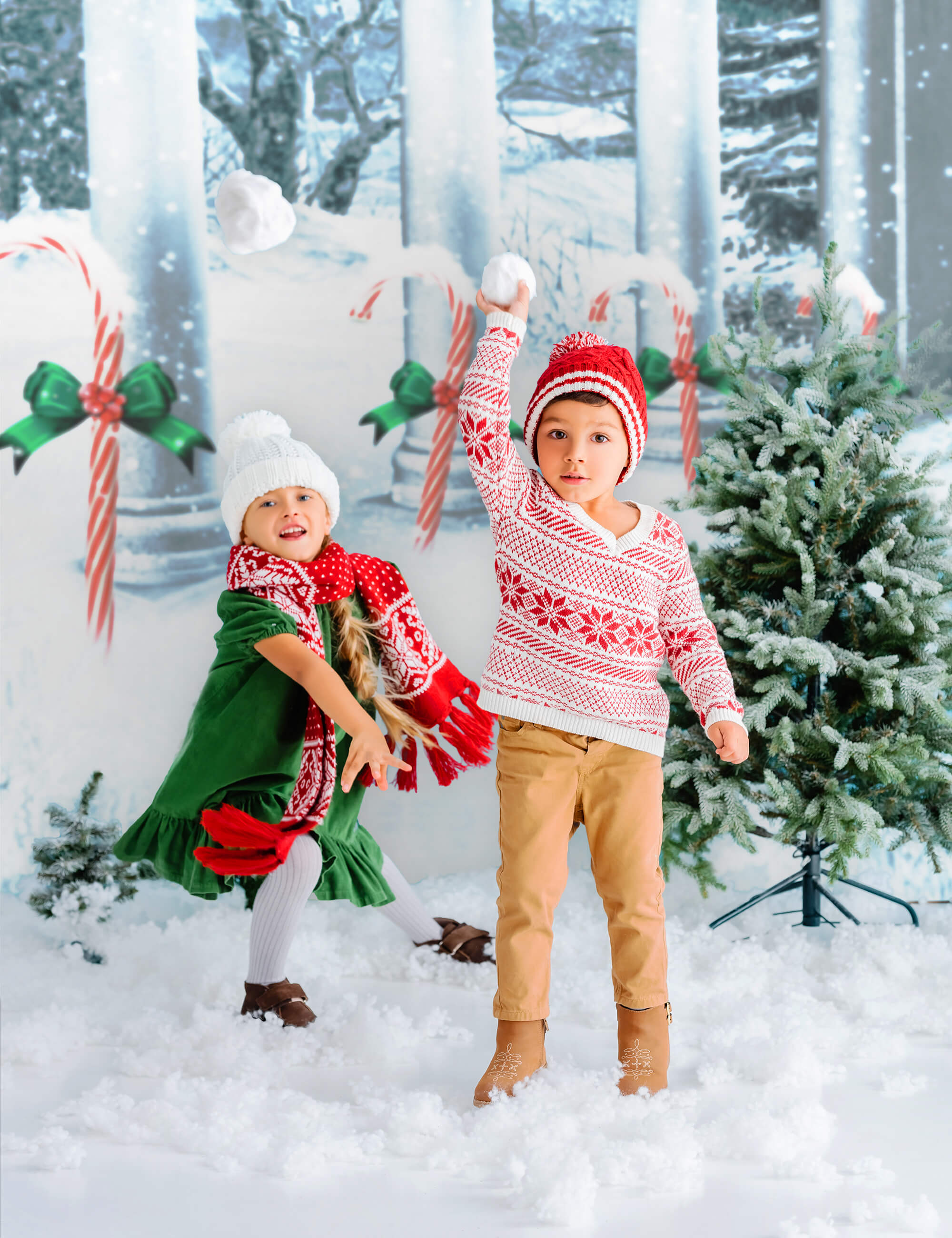 Zuckerstangen Weihnachten Winter Schnee Hintergrund M7-04