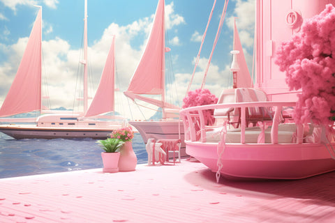 Rosa Strand Yacht Fantasie Puppen Hintergrund M7-107