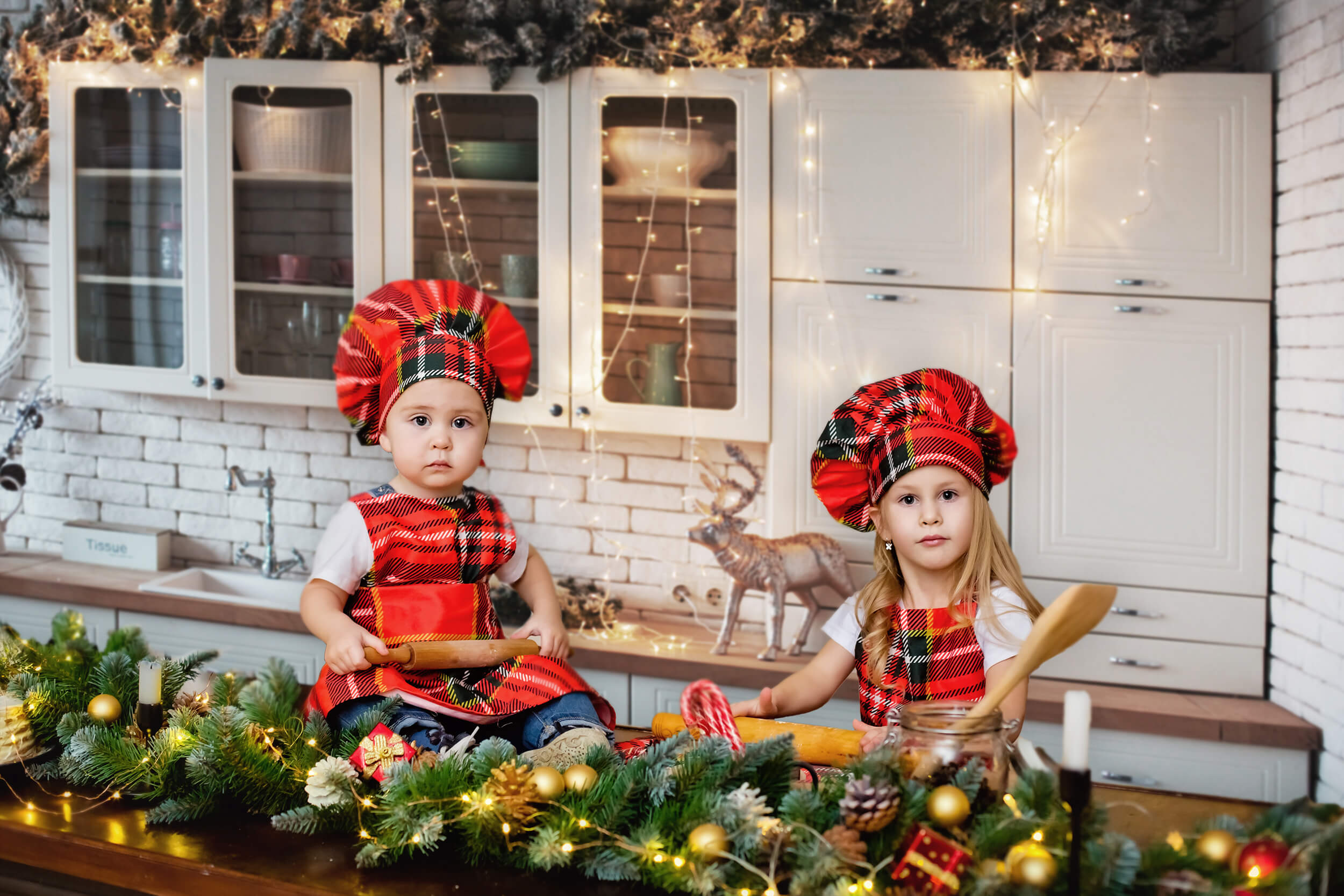 Dekorierter Weihnachtsküchen Fotohintergrund M7-28