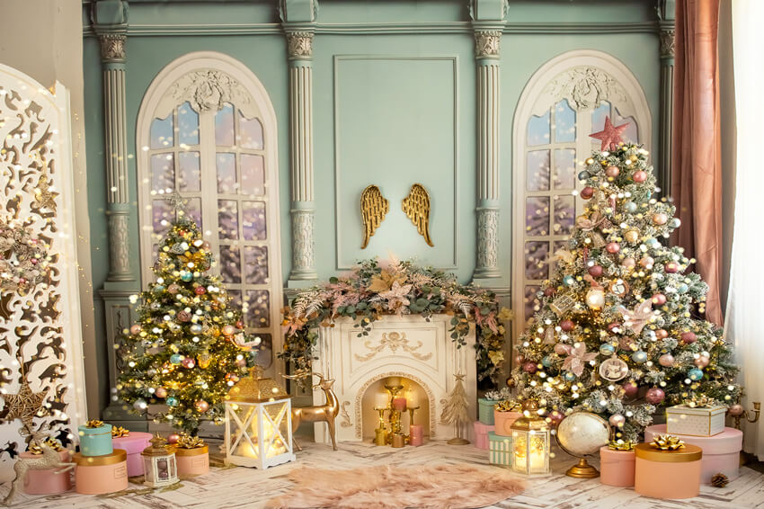 Klassischer Kaminhintergrund für den Innenbereich von Xmas Palace M7-29