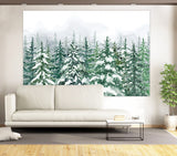 Leinwand Hintergrundbild Schneelandschaft Winter Pinienwald M7-43