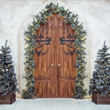 Weihnachtsbaum Holz Tür Wand Hintergrund M7-46