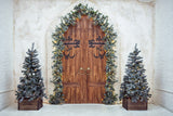 Weihnachtsbaum Holz Tür Wand Hintergrund M7-46