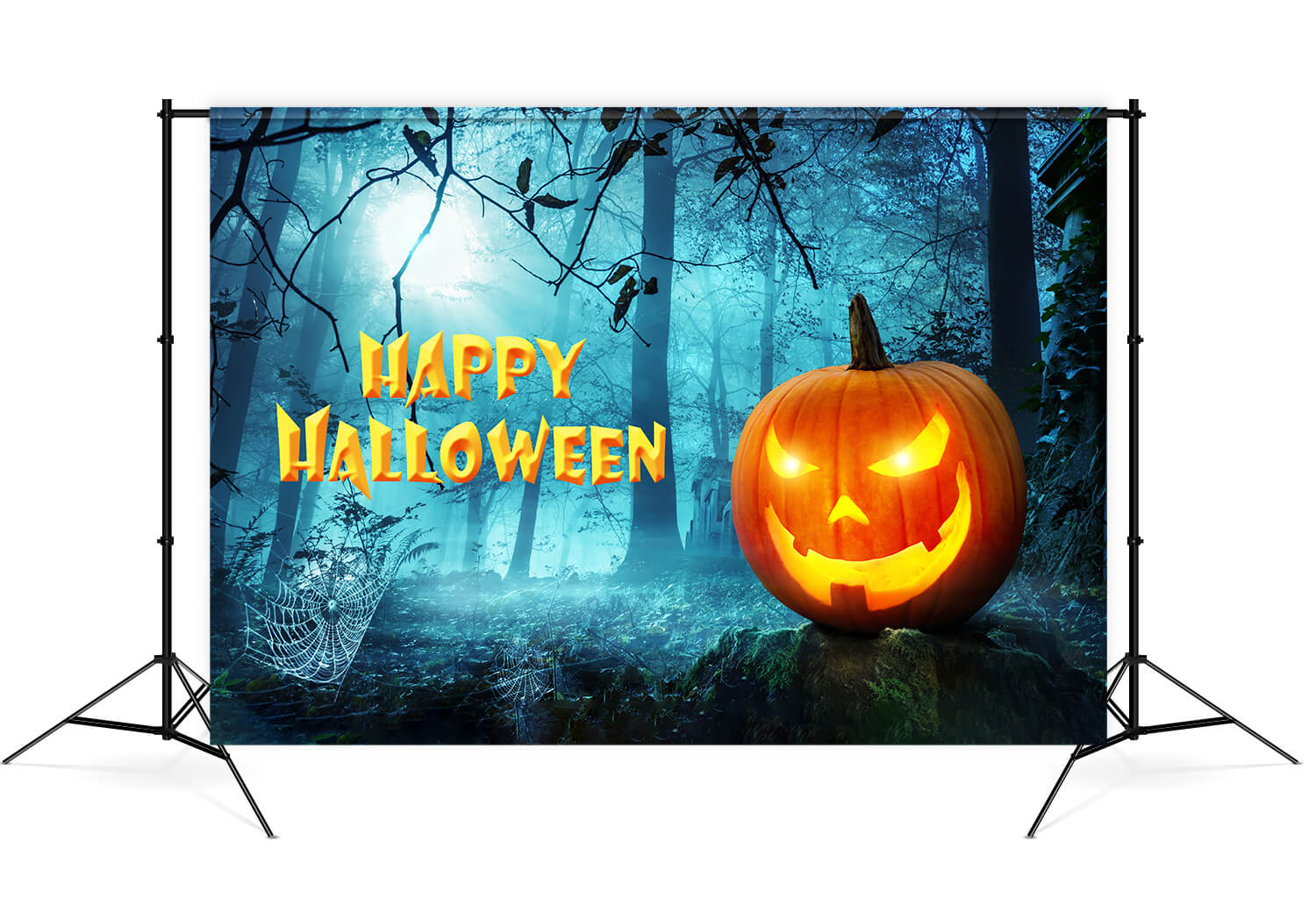 Halloween-Kürbis mit bösem Grinsen Kulisse M8-13