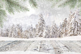Winter verschneiten Wald Holzplanken Hintergrund M8-26