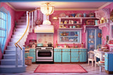 Rosa Puppe Küche Hintergrund für Fotografie M8-36