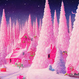 Verträumte rosa Lebkuchenhaus Bäume Kulisse M8-41