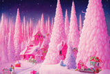 Verträumte rosa Lebkuchenhaus Bäume Kulisse M8-41