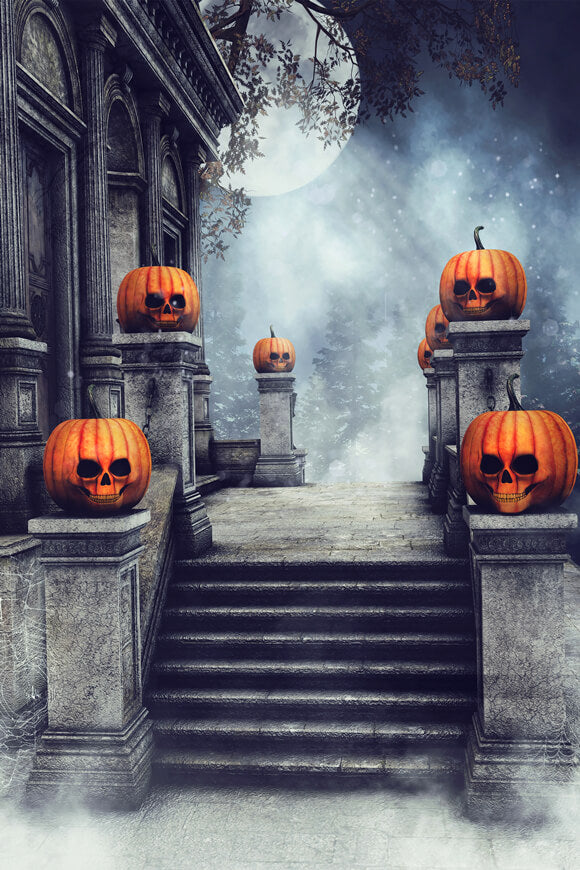 Suurimuuri Halloween Hintergrund 3x2,4 M – Schloss Mit Fledermäusen & Kürbissen