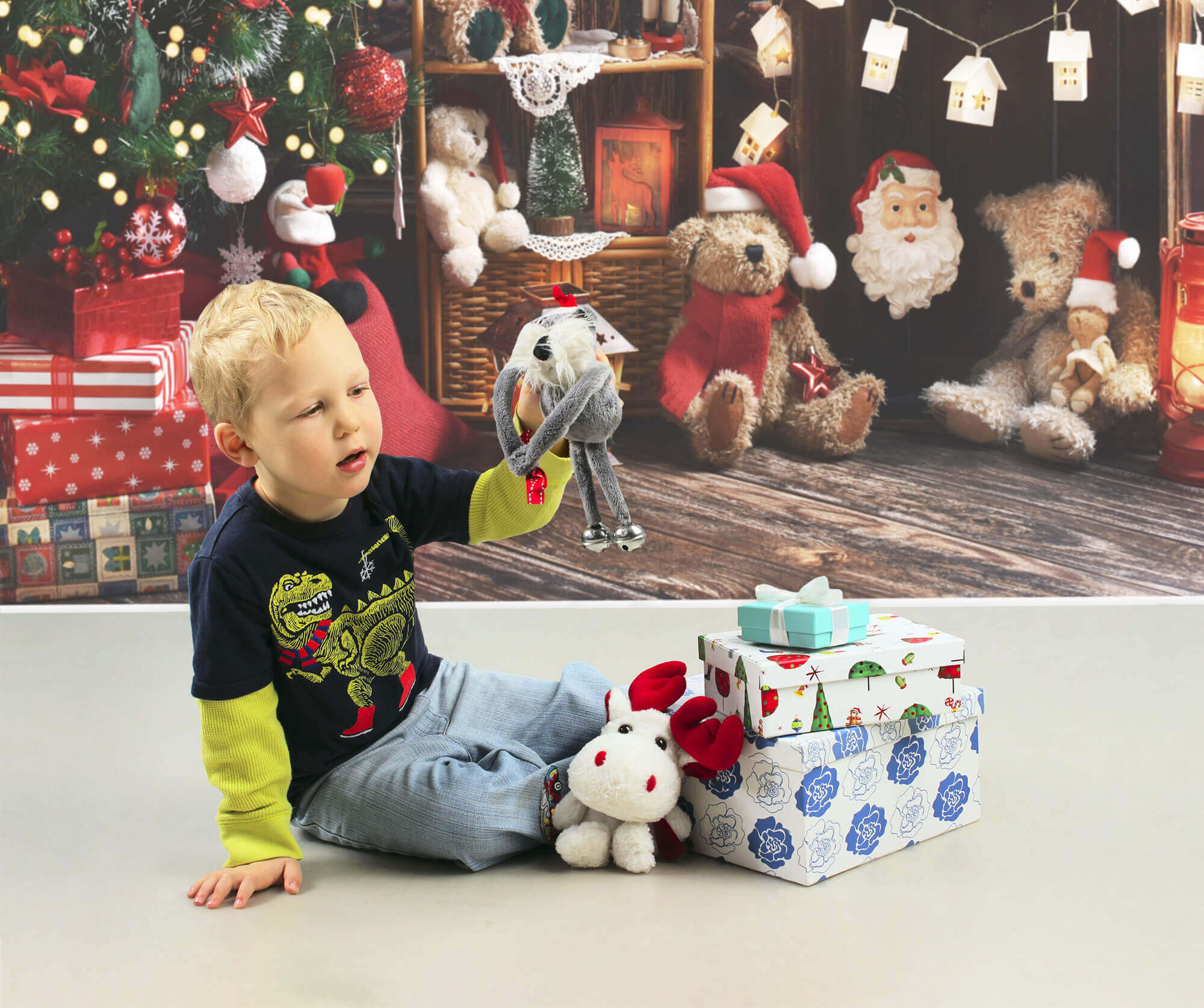 Weihnachtsbaum Teddybären Dekoration Backdrop M8-61