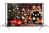 Weihnachtsbaum Teddybären Dekoration Backdrop M8-61