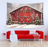 Weihnachten Rotes Holzhaus Schnee Kulisse M8-66