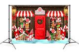 Weihnachten Candy Shop Schnee Fotografie Hintergrund M8-78