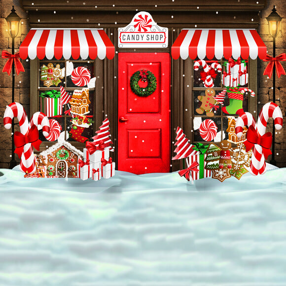 Weihnachten Candy Shop Schnee Fotografie Hintergrund M8-78（NUR 1）