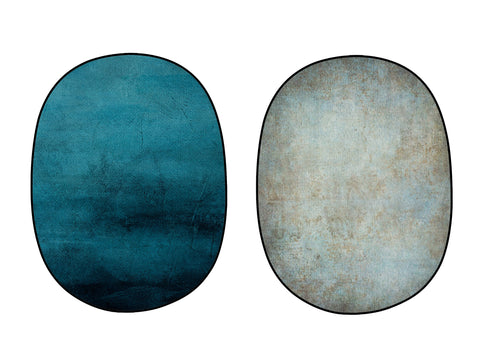 Zusammenklappbare abstrakt blau/rostige Textur doppelseitige Kulisse 1.5x2m M9-03